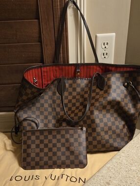 Louis Vuitton Neverfull Gm Damier Ebene With Pouch